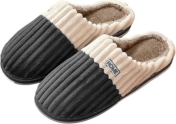 Pantofole Casa Uomo Cotone Calde Babbucce Ciabatte Pelose Foderata Chiuse Peluche Ciabatte Invernali Ciabatte Ospiti Interno Comode Memory Foam Pantofole Invernali Antiscivolo Spugna
