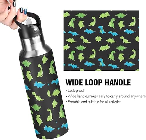 Miniatura 4 de Insulated Stainless Steel Water Bottle with Straw 20 Oz, BPA-Free Sport Water Bottle for Gym Outdoor Travel School, Cute Dino