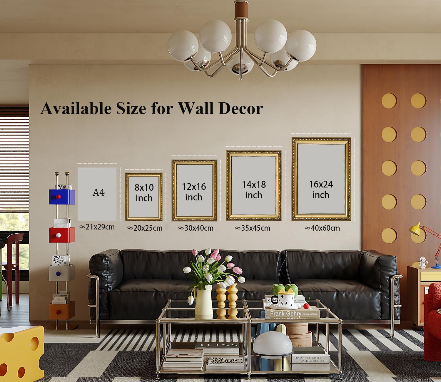 AIKETUO Gold Framed Easter Bunny Wall Picture Art for Wall Decorations, Vintage Rabbit Wall Picture Decor, Artwork for Living Room Bathroom Bedroom Office Shelf Decor Large Big 24" L x 16" W