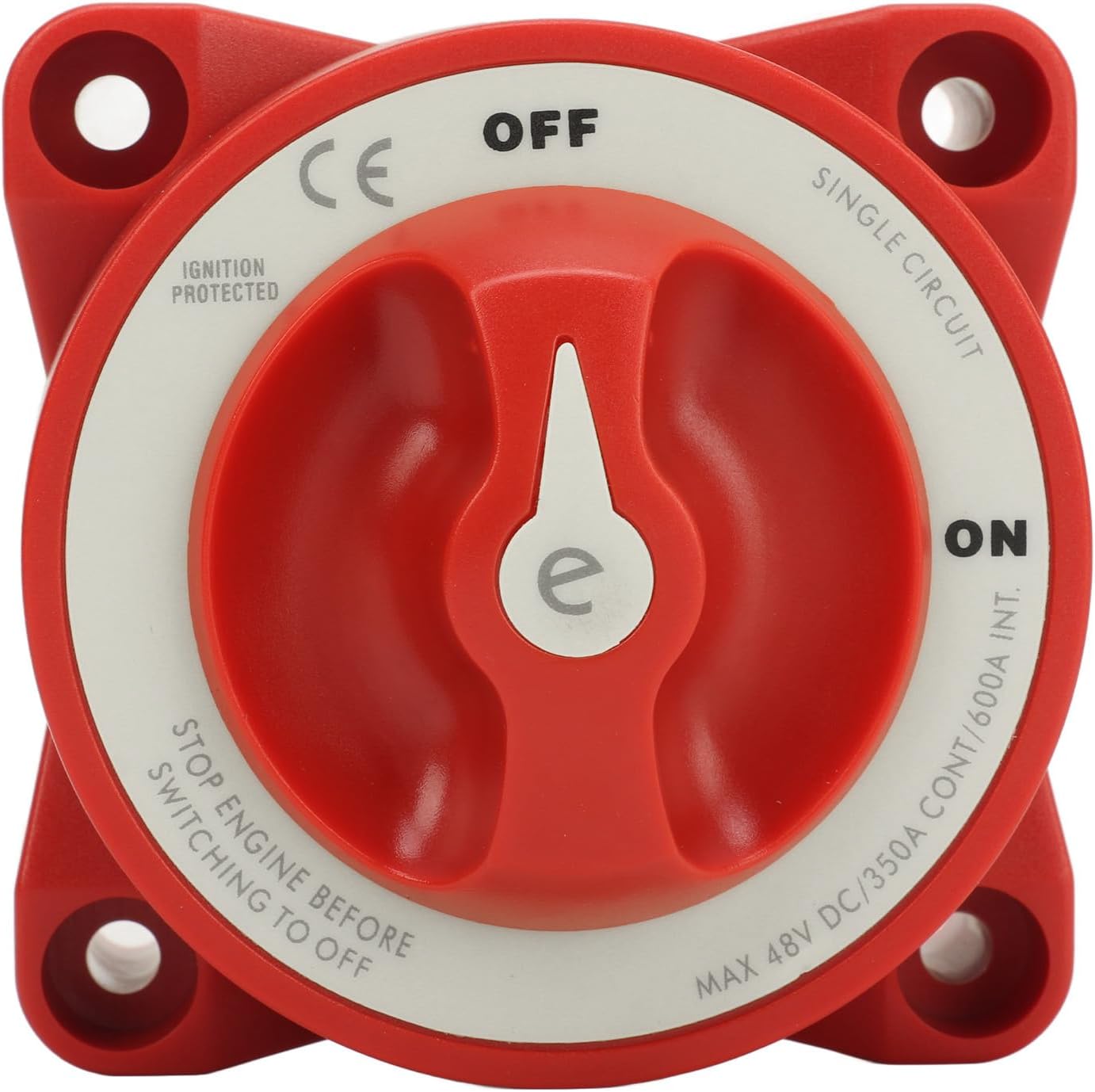 Marine Battery Disconnect Switch 350A 48V 2 Gear Stud Red Strong Safety for RV Marine Automotive Battery (9003E)