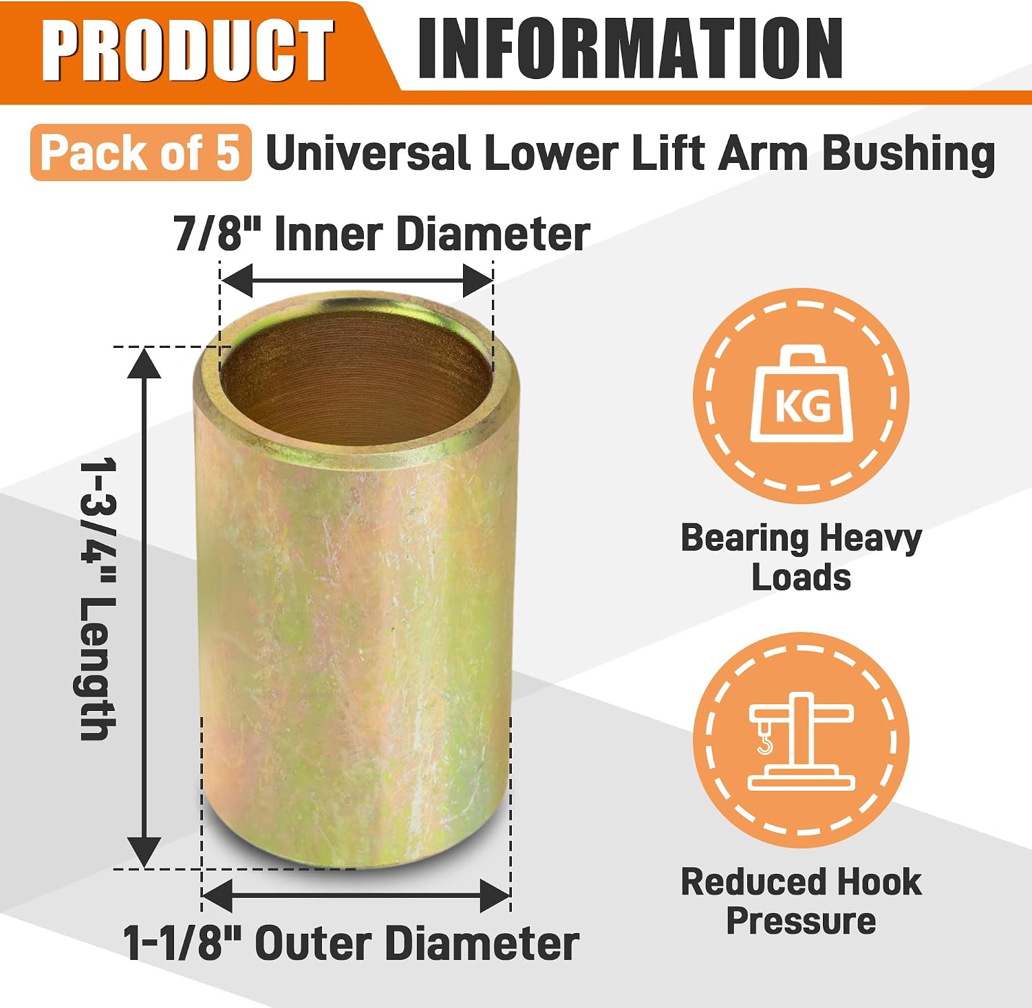 5Pcs 302910 30291E1 Lower Lift Arm Bushing | Fits Cat I to Cat II Quick Hitch Systems | Universal Tractor Hitch Adapter Bushings Reduces Hitch Stress