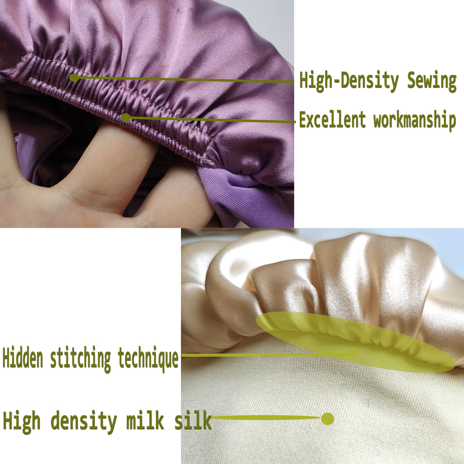 FZHGVML Silk Hair Bonnet for Sleeping with Tie Double-Sided Satin Silk Bonnet for Women & Girls Curly Hair Care - Image 3
