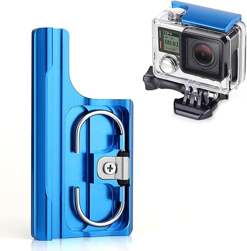 SOONSUN Hebilla de bloqueo trasero de repuesto de aluminio para GoPro Hero 4 Hero 3+ Hero4 Cámara estándar impermeable carcasa esqueleto (azul)