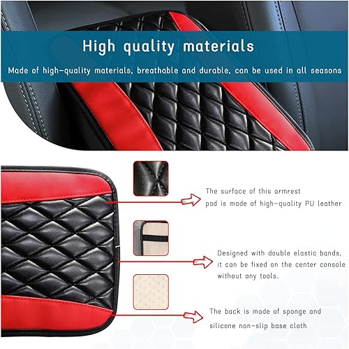 Miniatura 3 de Dickno Cojín universal de cuero impermeable para consola central de automóvil, cómodo protector para reposabrazos de automóvil, accesorios de