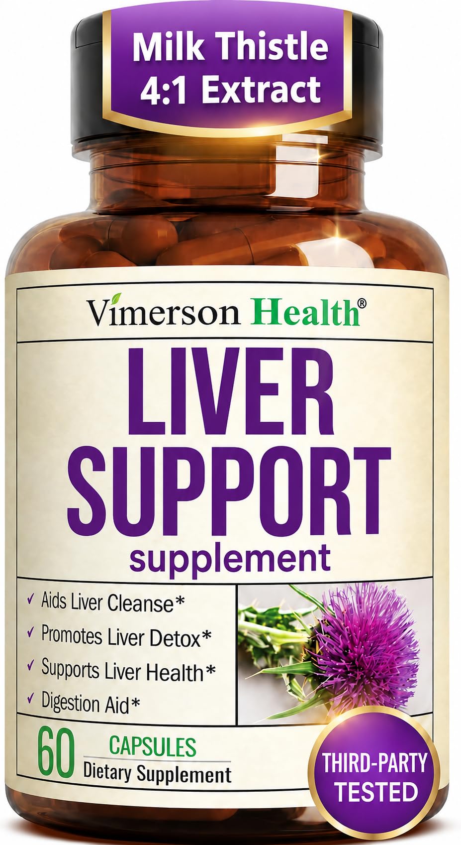 Liver Support – Liver Cleanse Detox & Repair Milk Thistle Supplement – 60ct 60 Count (Pack of 1)
