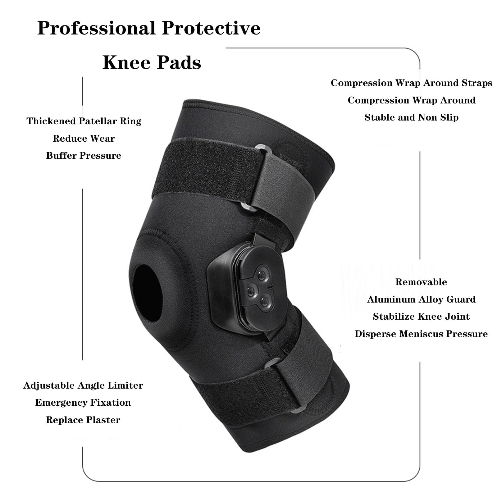 SFKLYU Rodillera de Descompresión, Soporte Articulado para Rodilla, Soporte Estable para Aliviar Distensiones, Esguinces y Lesiones de Ligamento Cruzado Anterior (LCA),L