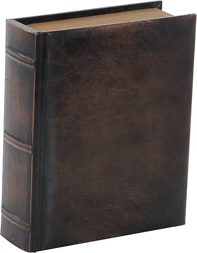 Miniatura 6 de Deco 79 Caja de libros de madera sintética con detalles de piel sintética, juego de 3 unidades de 13 pulgadas, 10 pulgadas, 8 pulgadas de alto,