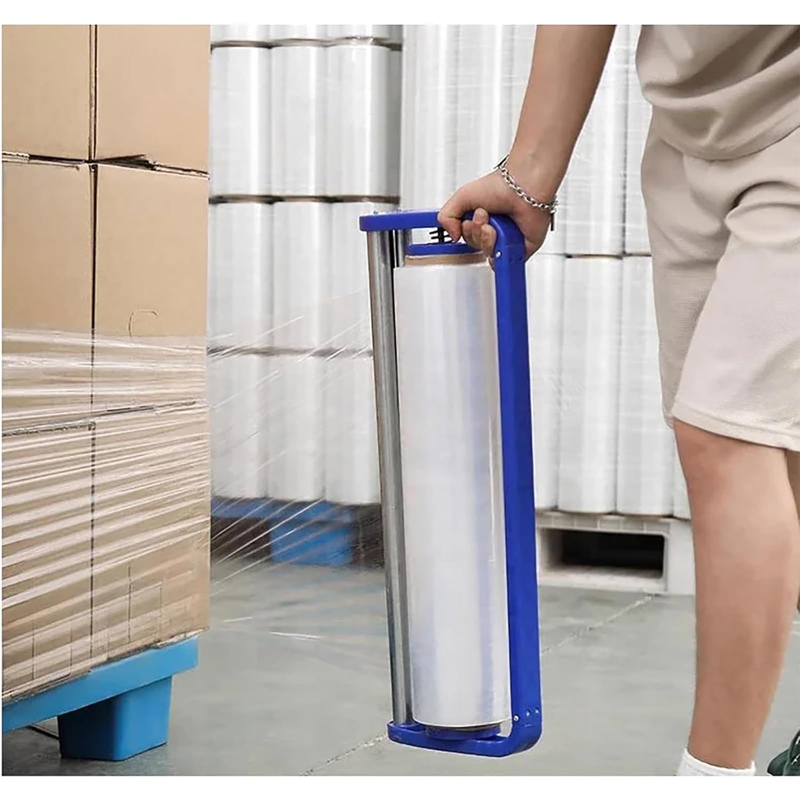 Machine d'emballage étirable portable pour film de 50 cm, distributeur manuel et coupe-film, idéale pour les meubles, les emballages alimentaires et les boissons, les travaux manuels – Flexible et