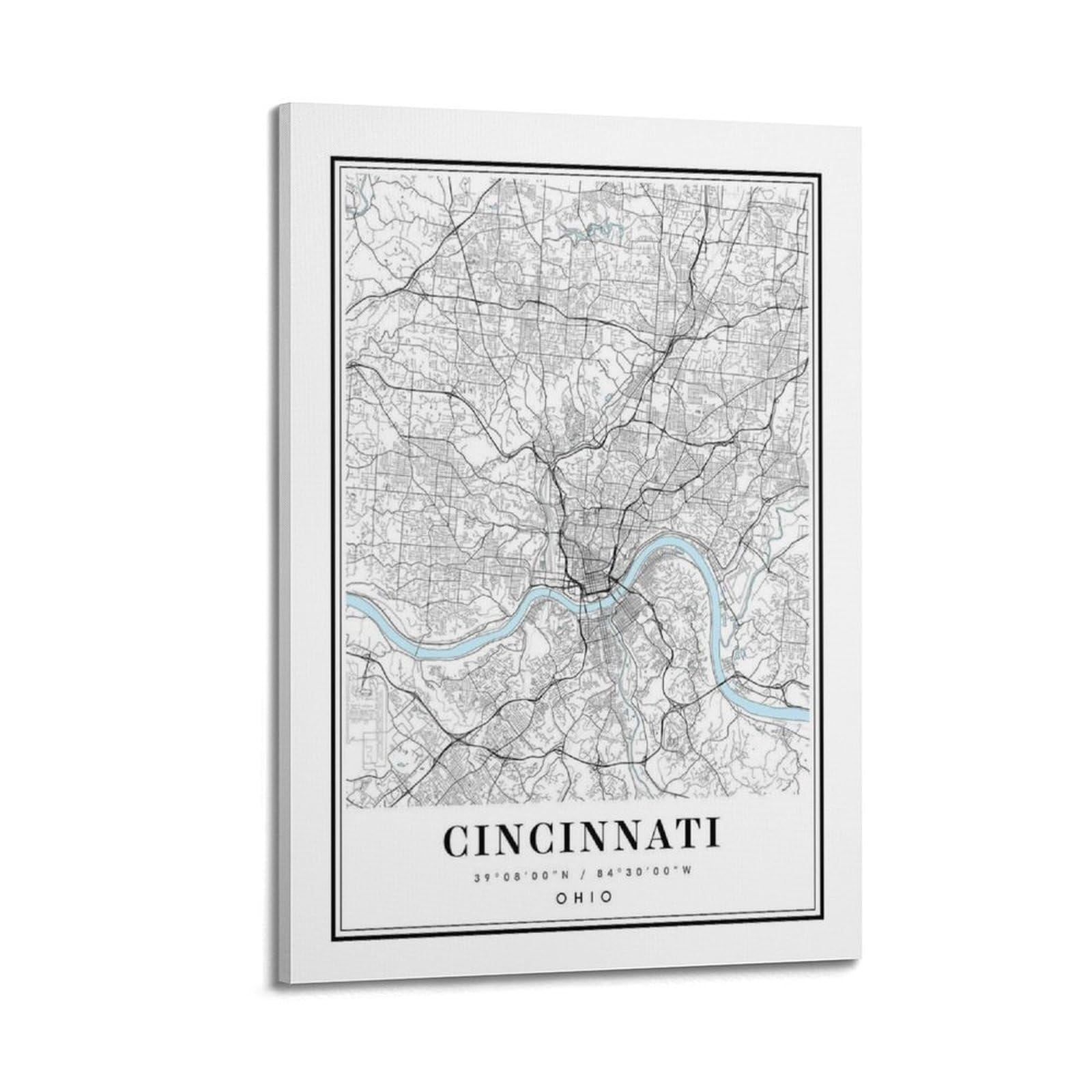 xiaoxiaoshen Cincinnati Ohio Map Canvas Poster Wall Art Prints Room Aesthetic Murals Bedroom And Living Decorations 20x30inch(50x75cm)