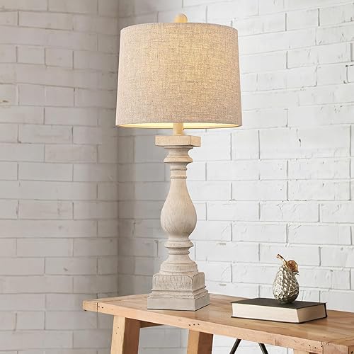 Miniatura 3 de BOBOMOMO Puertos de carga USB retro de 27 pulgadas AC Wash-White Lámparas de granja para dormitorios, lámparas de mesa auxiliar, lámpara de noche