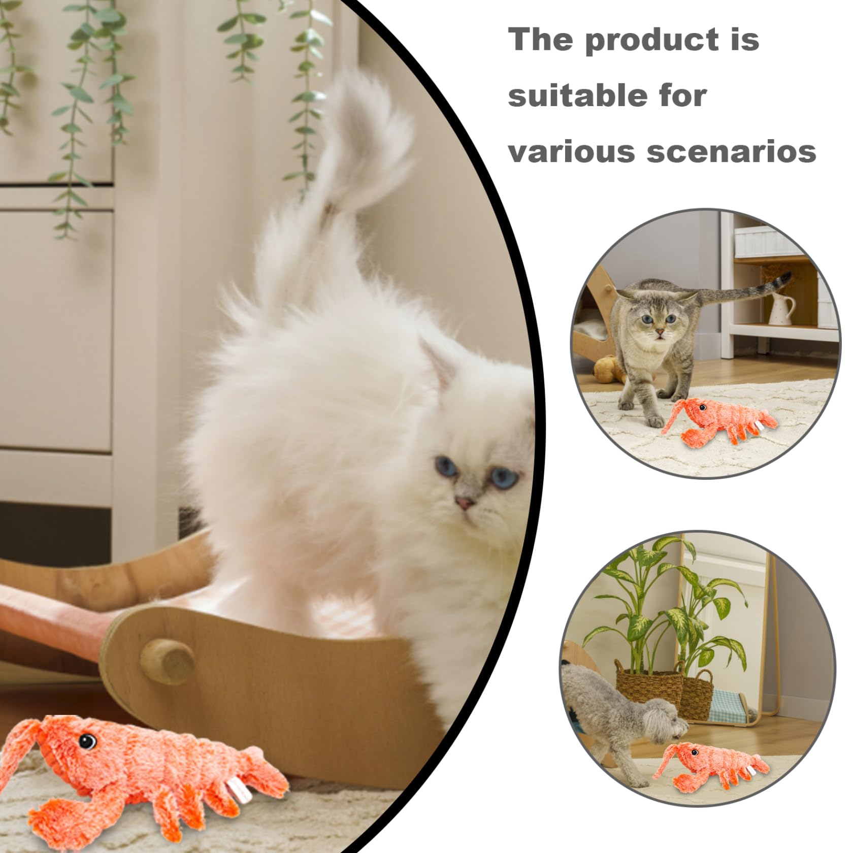 Floppy Lobster Hondenspeelgoed, 26 cm / 10,2 inch Pluche Jumpinp Lobster Cat Interactief Speelgoed, Bewegingsgeactiveerd Bewegend Kattenspeeltje, USB Opladen Hondenkauwspeelgoed voor Honden Katten