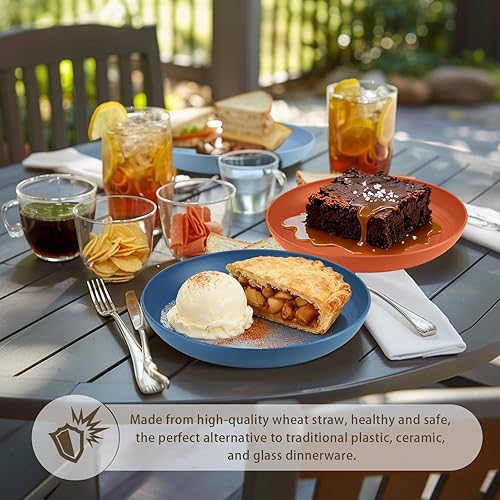 Miniatura 5 de Homienly Platos Profundos para Postre, Juego de 6 Platos de Paja de Trigo, Alternativa a Platos de Plástico Reutilizables, Platos Aptos para