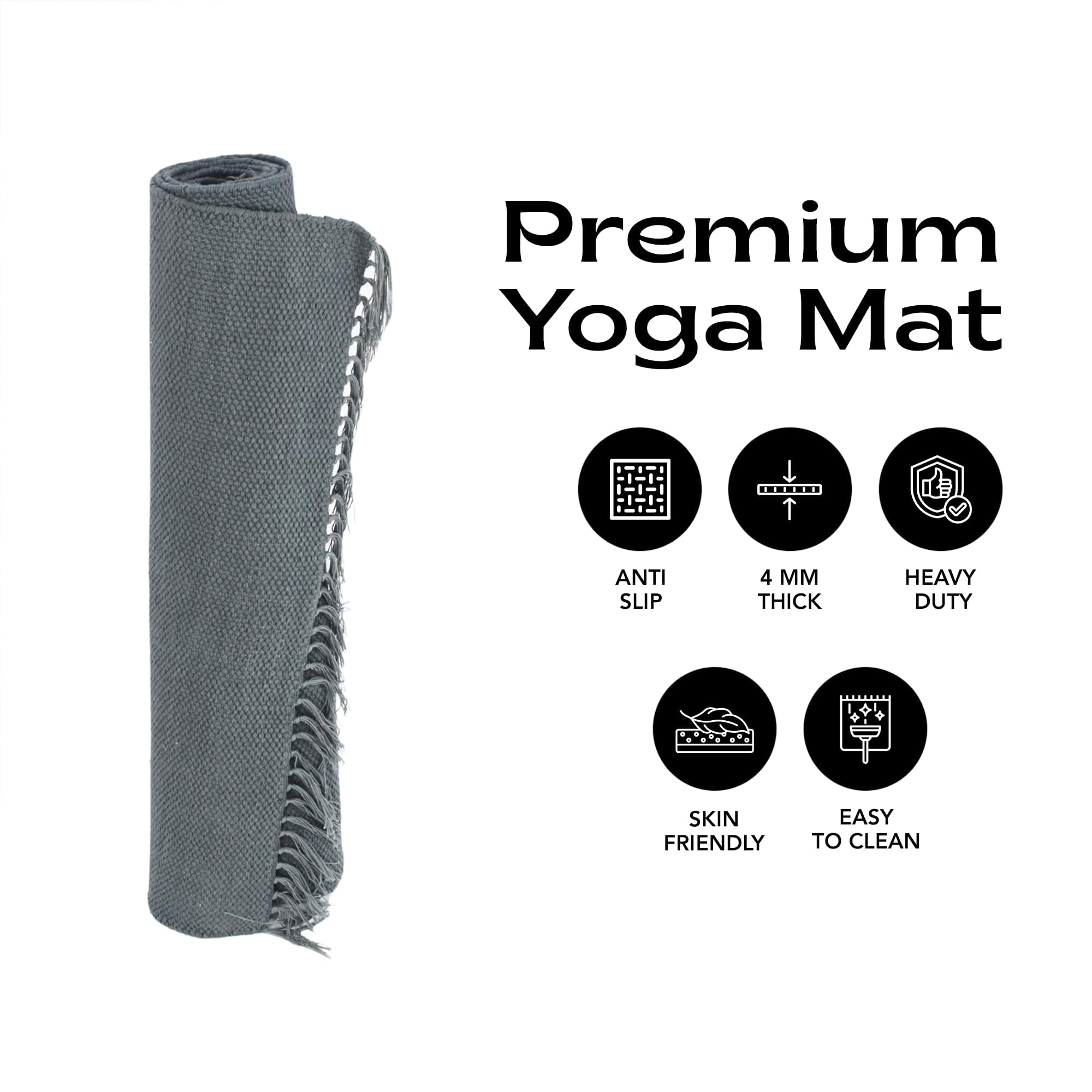 Tappetino da yoga in cotone biologico, ecologico, antiscivolo, per casa e studio, comodo, traspirante e lavabile, tappetino fitness sostenibile per meditazione, pilates e hot yoga