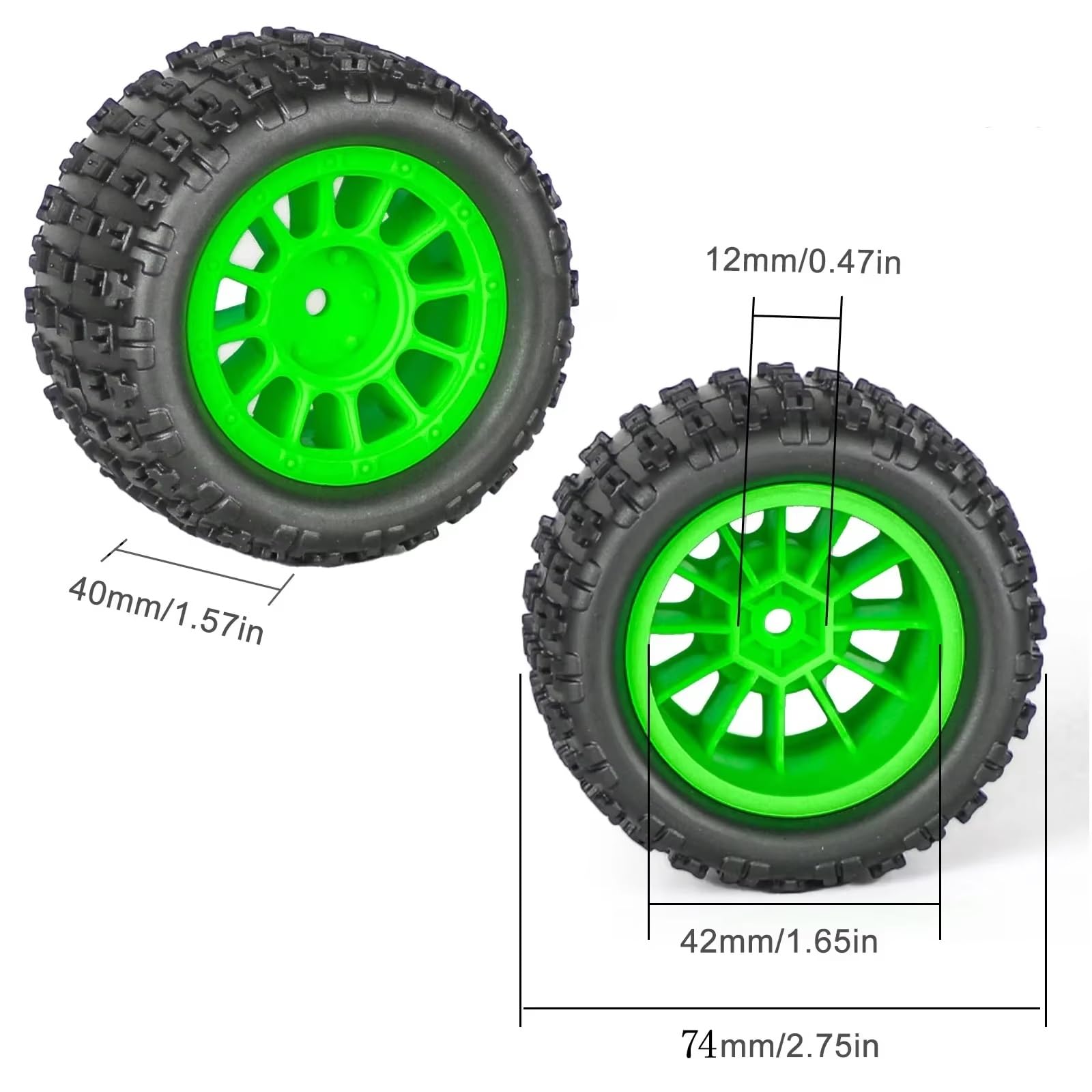 para Arrma para Granite para Grom para Typhon para GROM 1/18 4 Uds Neumático Goma 74mm Piezas Mejora Hexagonales 12mm Accesorios Coche Trepador Control Remoto Piezas Repuesto RC