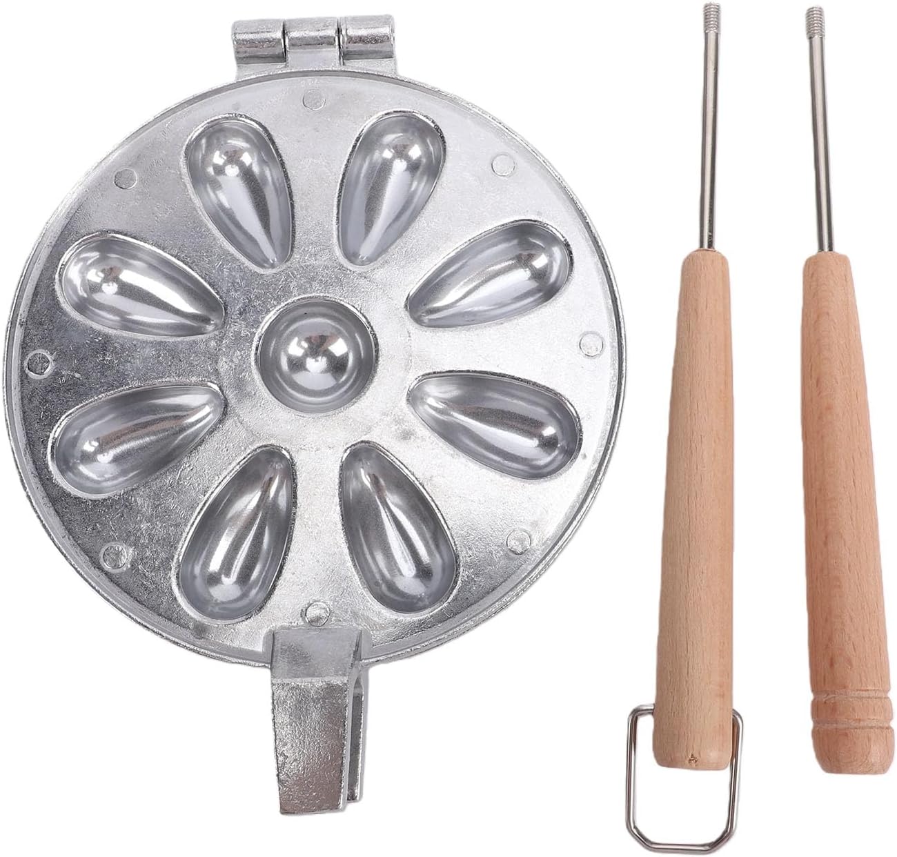 banapoy Walnut Cookie Mold Maker, Anti Stick Oreshki Nut Cookies Shaped Maker, Aluminum Alloy Walnut Press Pastry, Cookies Pastry Baking Tool, Treat Pan for Kitchen (Silver)