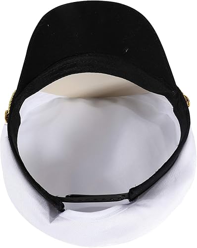 Miniatura 13 de Ibeauti Gorra unisex ajustable para adultos, disfraz de capitán Almirante, gorra de marinero para cosplay Negro