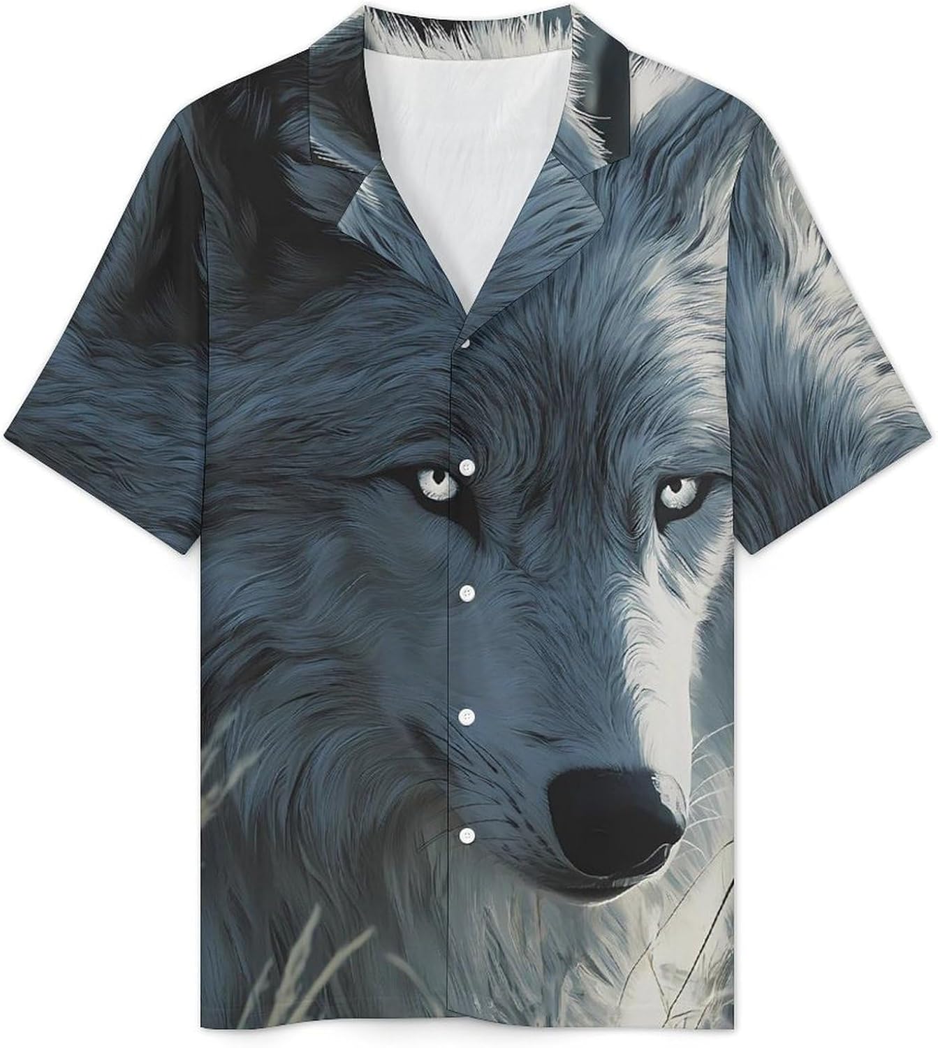 Arctic1 Wolf Men's Short Sleeve Pajama Set Satin Silk Like Lounge Sleepwear
