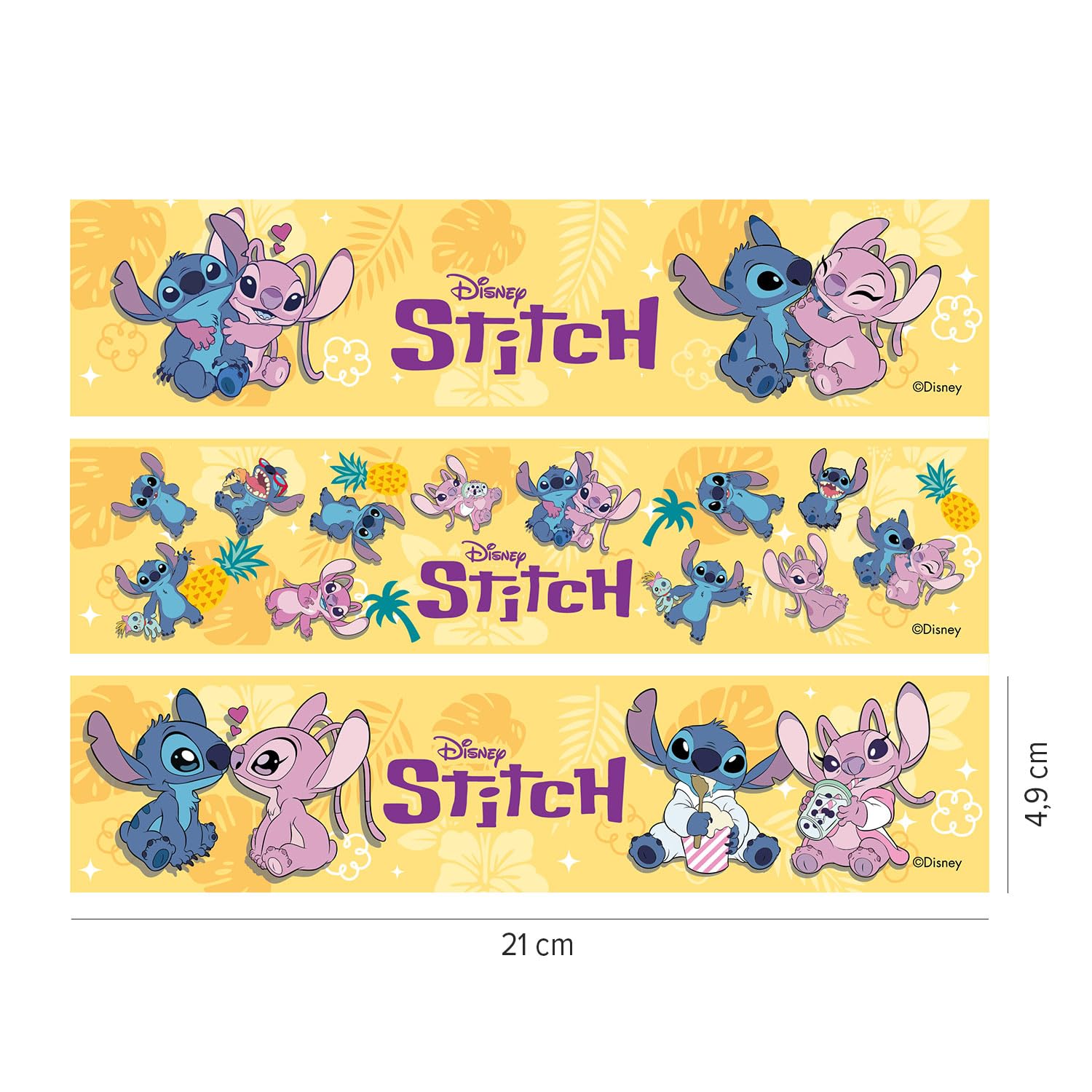 Dekora, Stitch Ribbon, Cinta Decorativa para Tarta, Ideal para Tartas Infantiles y Fiestas Temáticas, Impresión Comestible, Fácil de Colocar, 21x5 CM