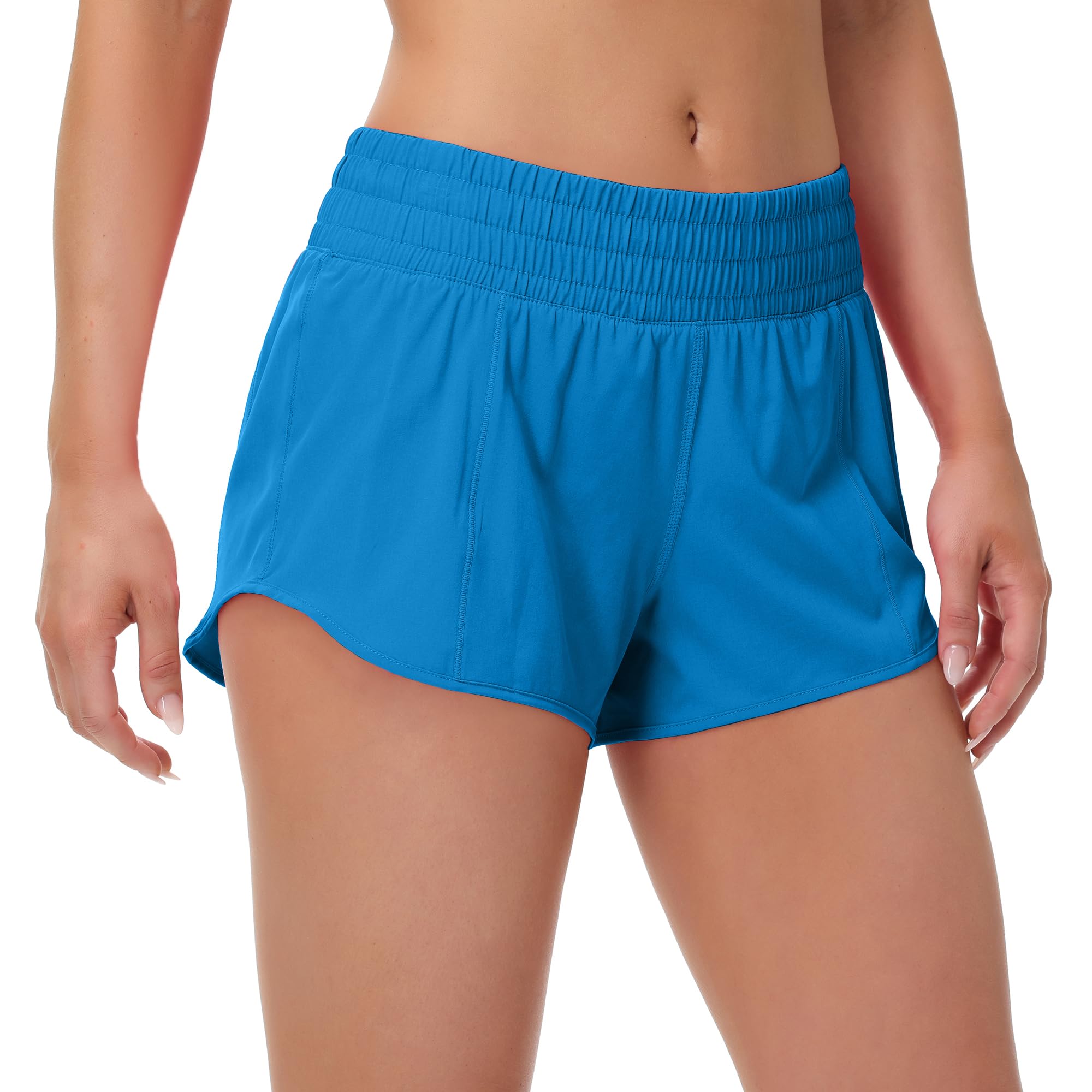 MCEDAR Pantalones cortos deportivos de cintura alta para mujer con forro de malla y bolsillo con cremallera, pantalones cortos de entrenamiento de secado rápido para entrenamiento, gimnasio