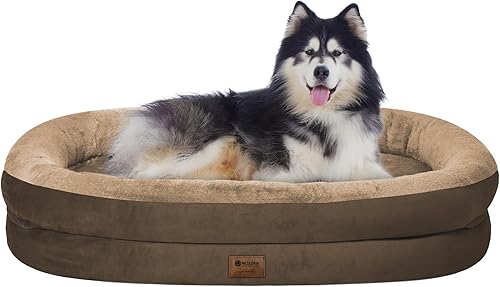Cama ortopédica impermeable para perros grandes: cama lavable de espuma viscoelástica con refuerzos - Funda ortopédica extraíble XXL para mascotas