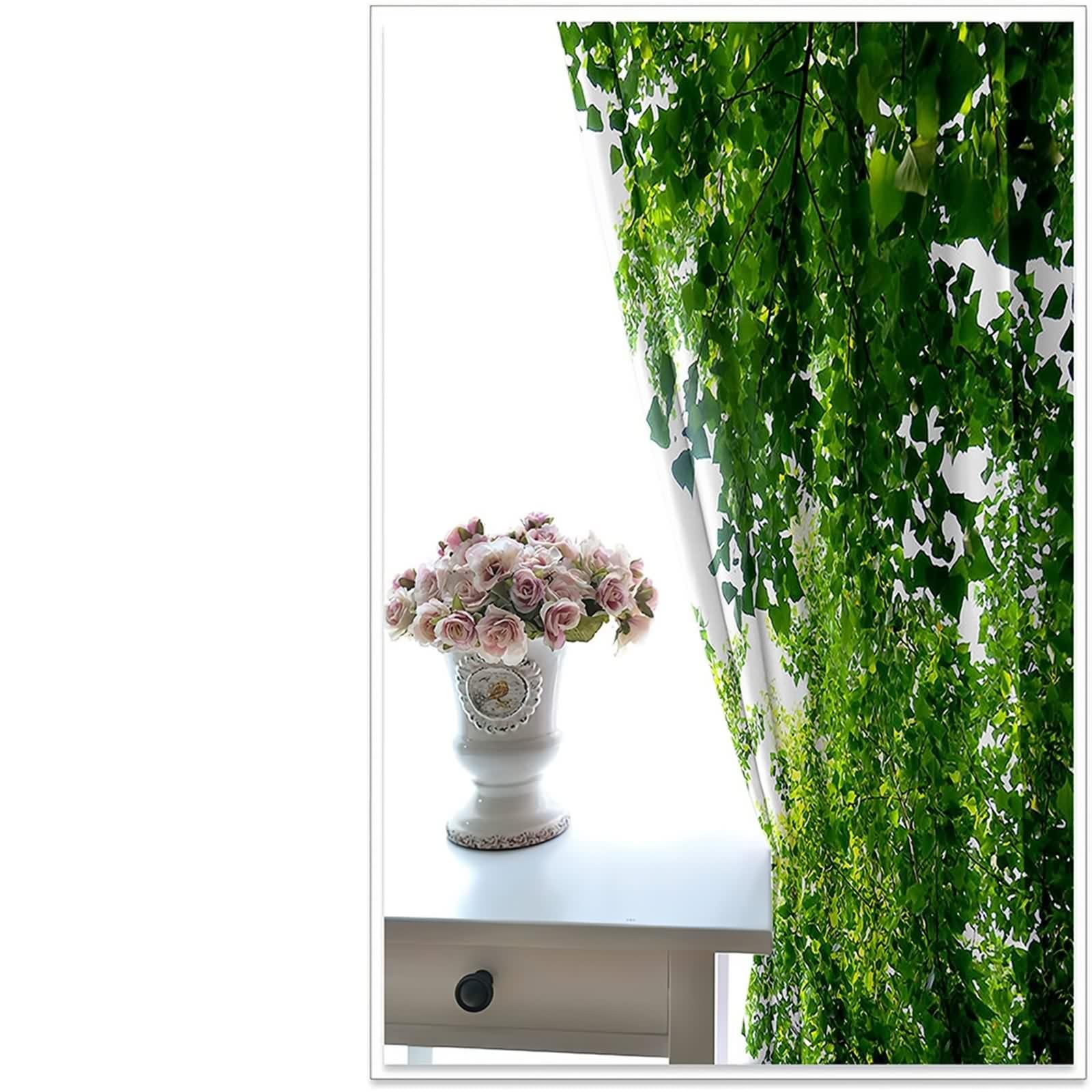 Rideau Anniversaire, Rideau Stof Polyester Vert Arbre Décoration Chambre Salon 132L x 244H CM Lot de 2