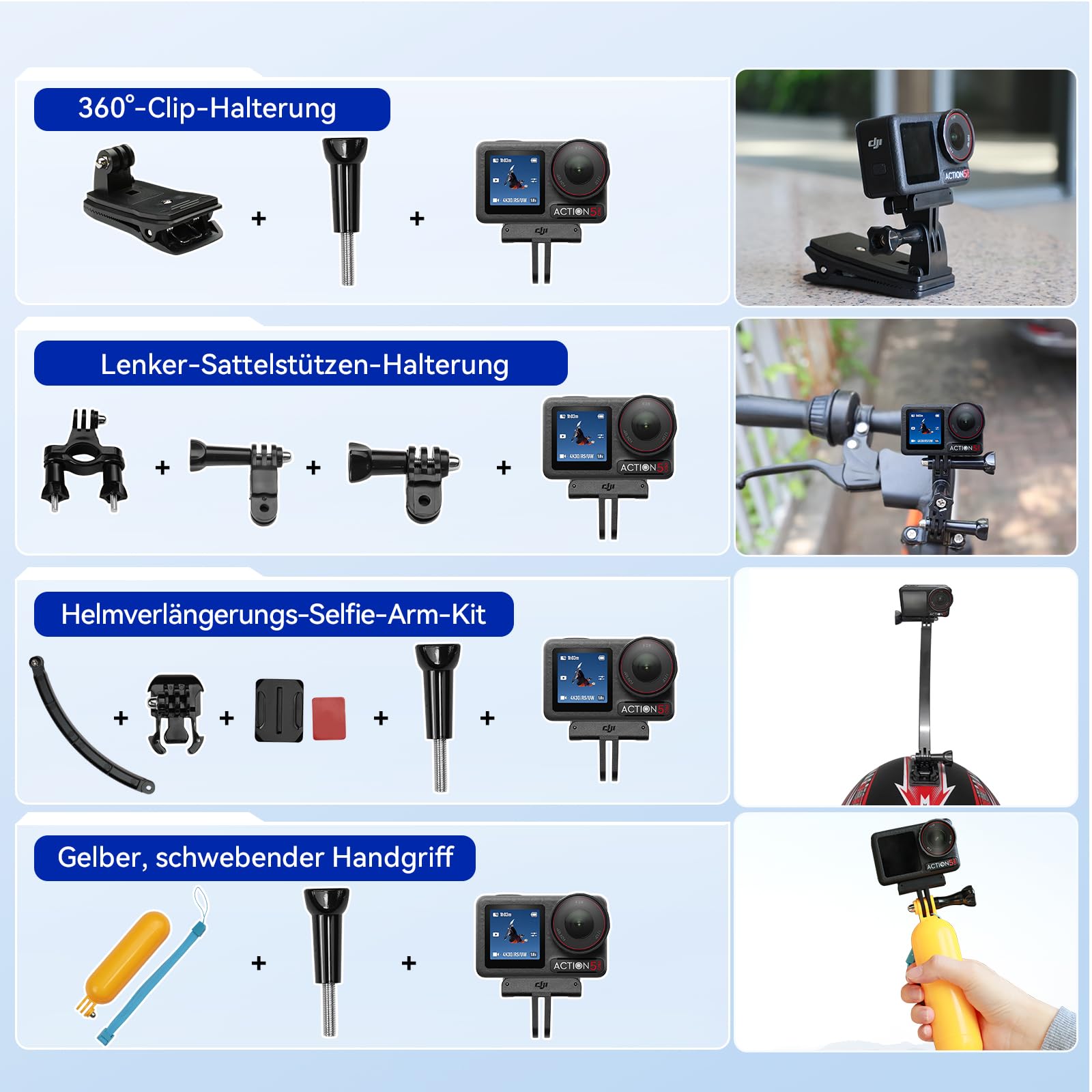 Kit D'accessoires 58 En 1 Pour Caméras D'action - Compatible DJI Osmo Action, Insta360, GoPro Hero - Parfait Pour Toutes Vos Aventures - 7