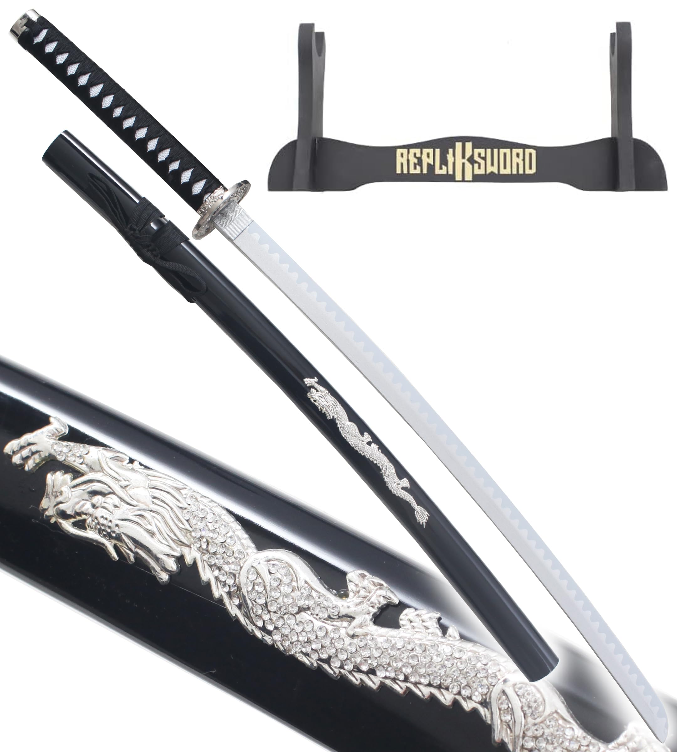 Katana en Bois Lame en Bois Katana Dragon Epee Sabre Decoration Replique Katana Japonais Sabre Samourai