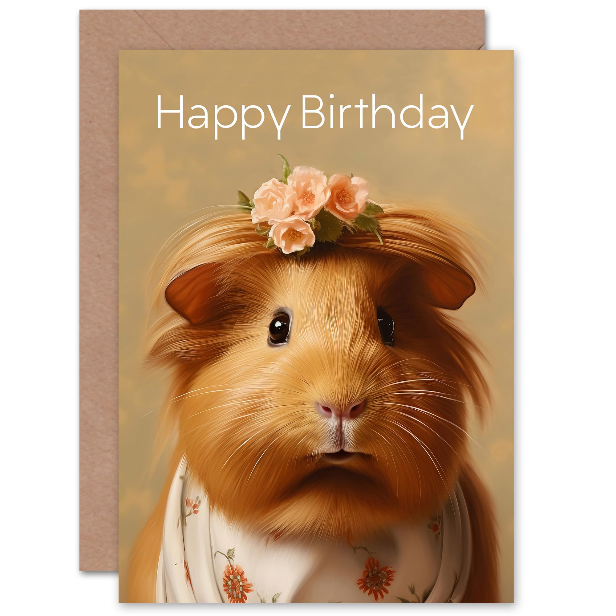 Artery8 Kids Birthday Dressed Up Guinea Pig Lover For Child Daughter Girl Blank Inside Greeting Card