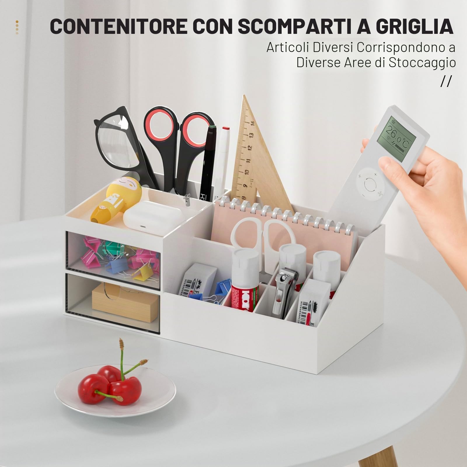Subsky Porta Trucchi con Cassetti, Organizer per Trucco Multifunzione, Organizzatore Cosmetici da Tavolo, Scatola per Trucco con Grande Capacità per Crema, Profumo e Pennelli (Bianco)