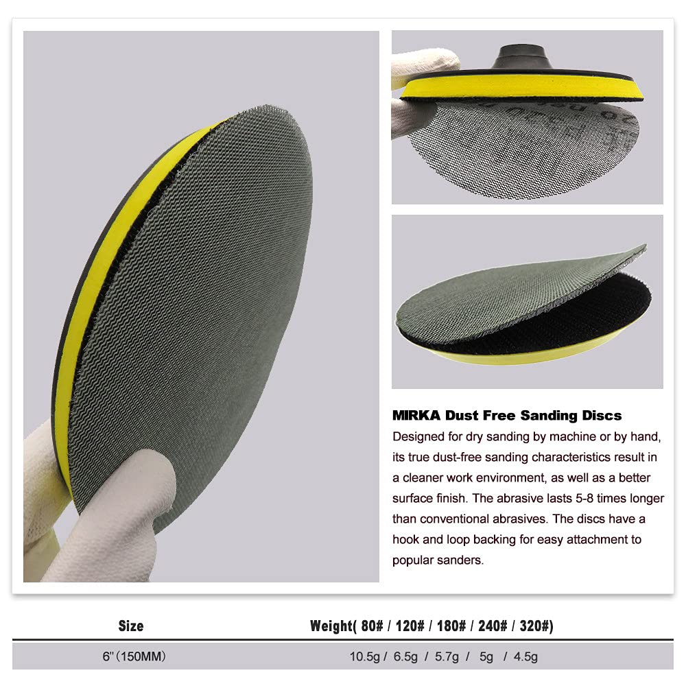 almohadillas de malla autoadherentes, Disco de lijado de malla de 6 pulgadas, sin polvo, antibloqueo, con gancho y bucle, papel de lija de 150 mm, grano 80-320, óxido de aluminio for pulir madera de a