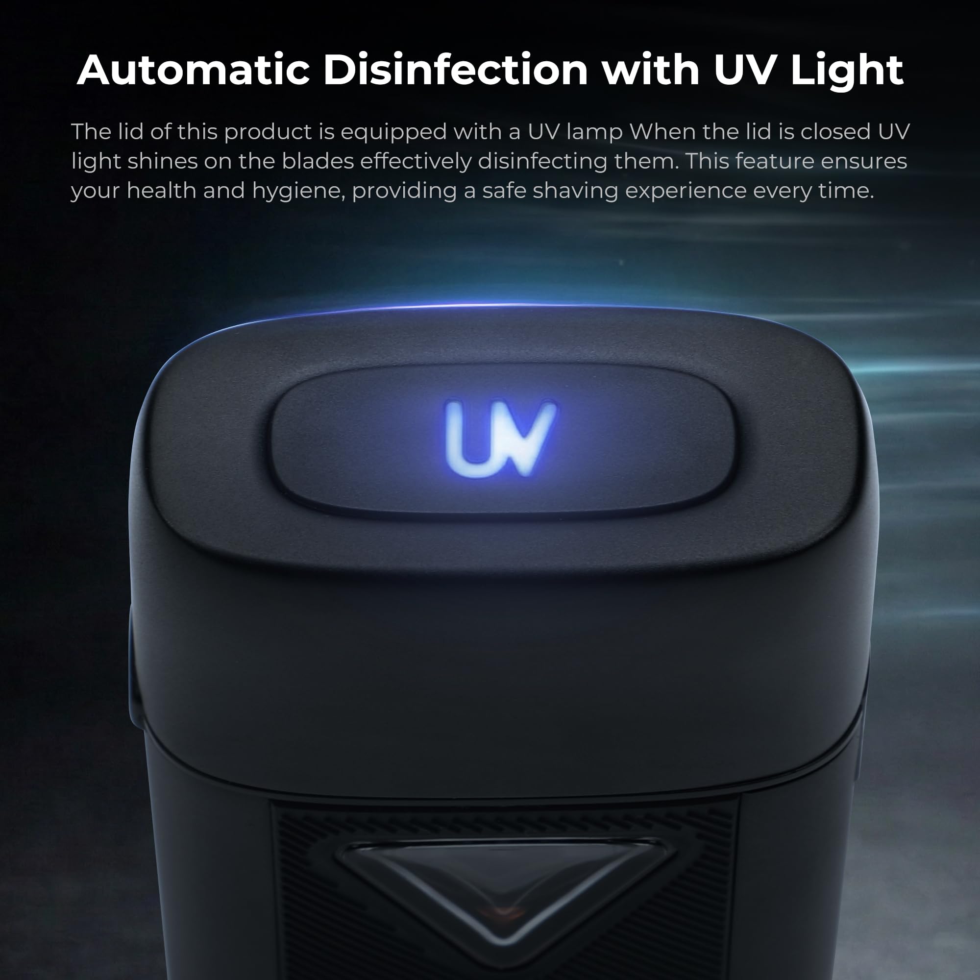 VGR Rasoio elettrico professionale da uomo, con motore vettoriale da 8000 giri/min, rasatura ravvicinata, doppia lamina galleggiante, senza fili, ricaricabile tramite USB-C, con cappuccio UV, per viso