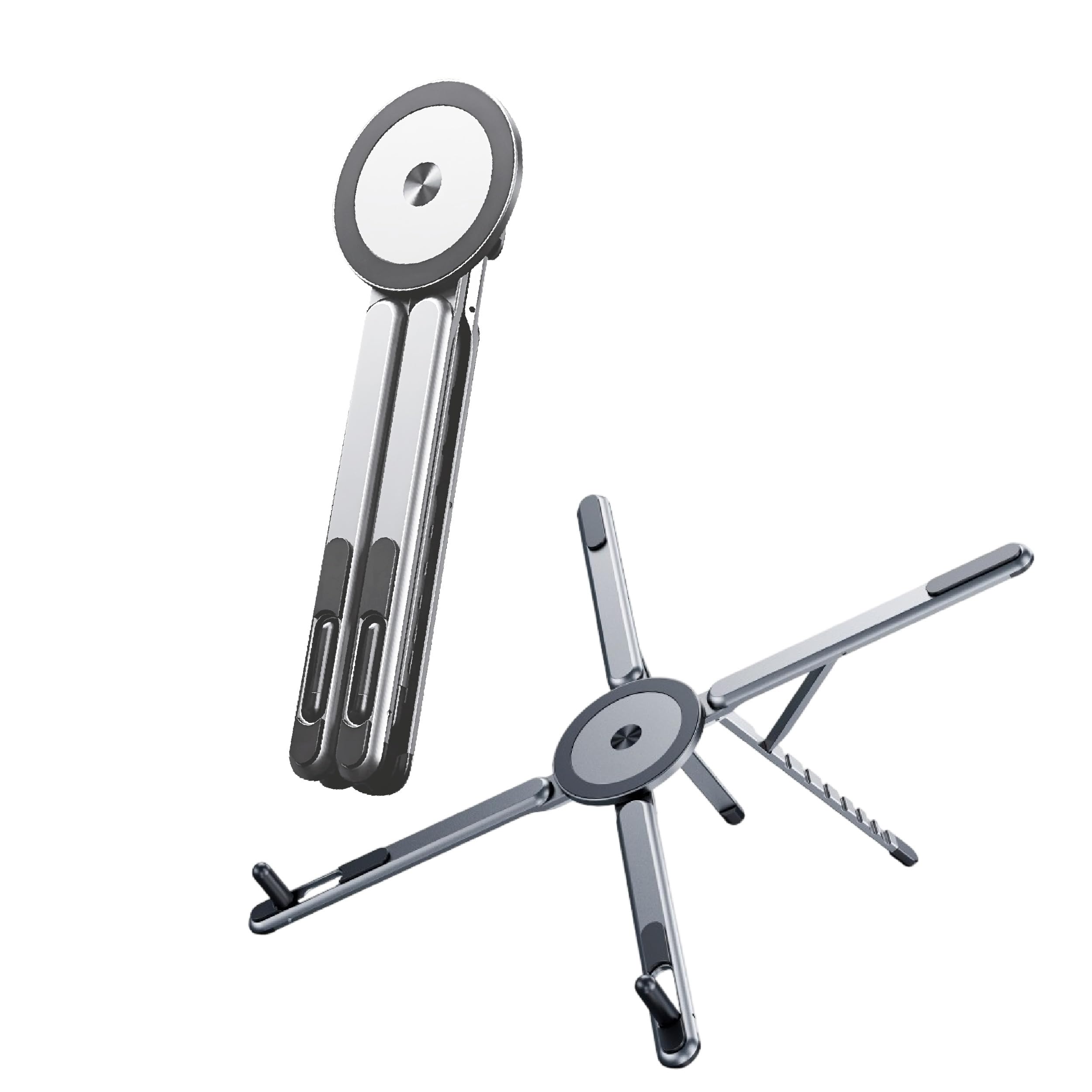 Wayona Aluminium Alloy Folding and Height Adjustable Stand Compatible with Laptop, Mobile and iPad, with Magnetic Feature for iPhone, Titanium Grey, Anodized Finish, 2026 Model-image-49