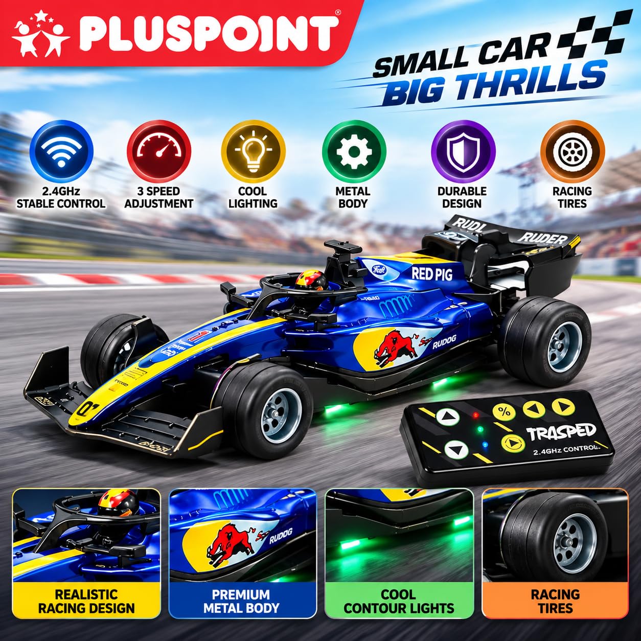 F1 RC Car with LED Lights - 2.4GHz Remote Control -3 F1 RC Car with LED Lights - 2.4GHz Remote Control -3