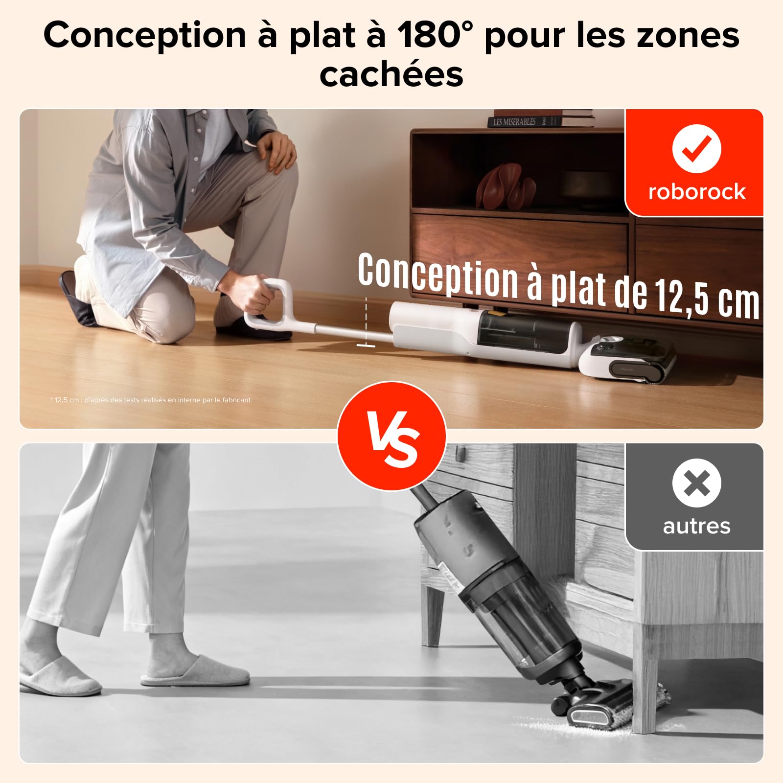 roborock F25 GT Aspirateur Laveur,Complete Nettoyeur de Sol 20 kPa,Aspirateur sans Fil Autonettoyage à Haute température de 90 °C, inclinable à 180° Nettoyage Deux Bords