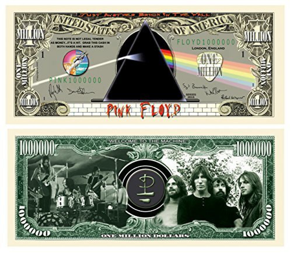 American Art Classics Pink Floyd Limited Edition $Million Dollar$ Collectible Bill in Currency Protector - Novelty Merchandise - Fun Collectable