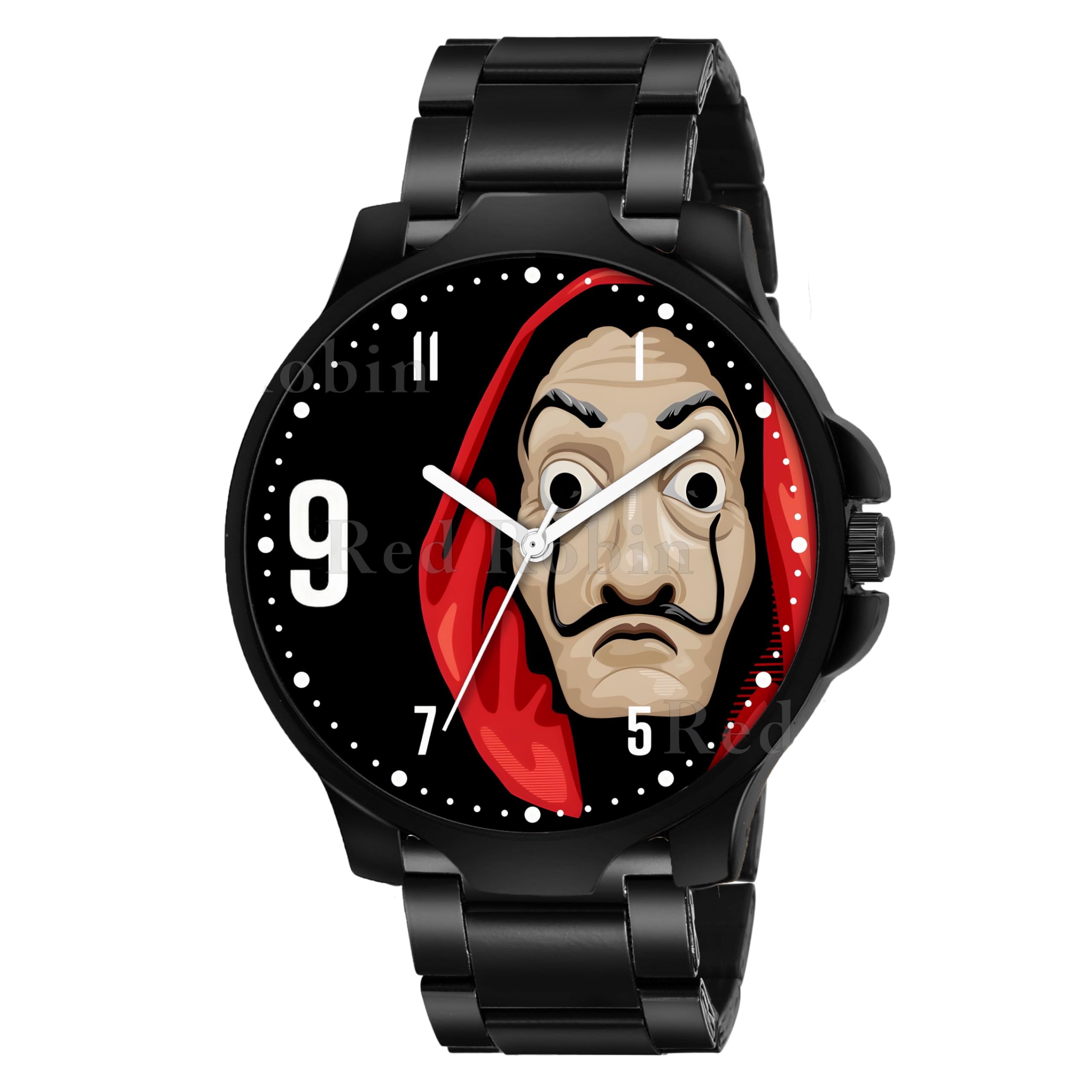 Gadgets World Analog Money Heist Design Black Dial Stylish Black Silicone Strap Wrist Watch for Men and Boys, Pack of 1 - MONEY-HEIST-3K-BLK-CDBLK (B0CV78VX9V) Amazon Price History, Amazon Price Tracker