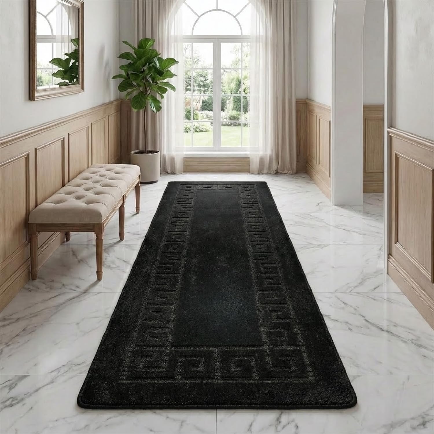 Fit Even Runner Rug for Living Room Abstract Super Soft Low Profile Non-Slip Mat for Floor Door Mat Indoor Large Washable Living Room Decor Bedrooms Rug - (Black, 80x150 cm) โ image 1
