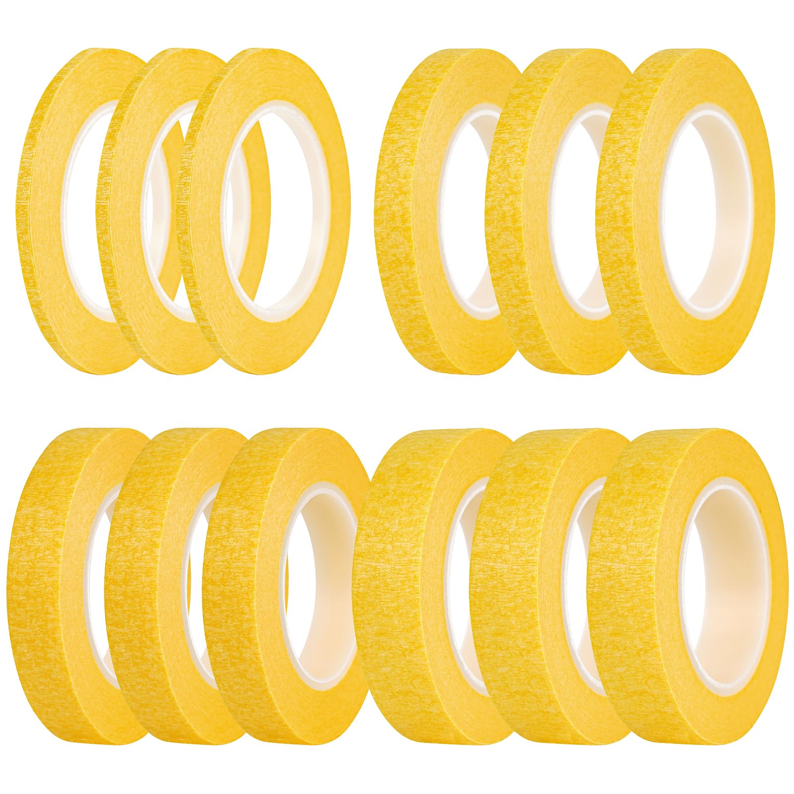 12 Rolls Blue Masking Tape Fine Line Tapes Painters Tape Artist Painting Tape 3mm/8mm/12mm/15mm Widex22 Yard Decorators Tape with Sharp Lines Premium Paint Tape for Painting and Decorating (Yellow)