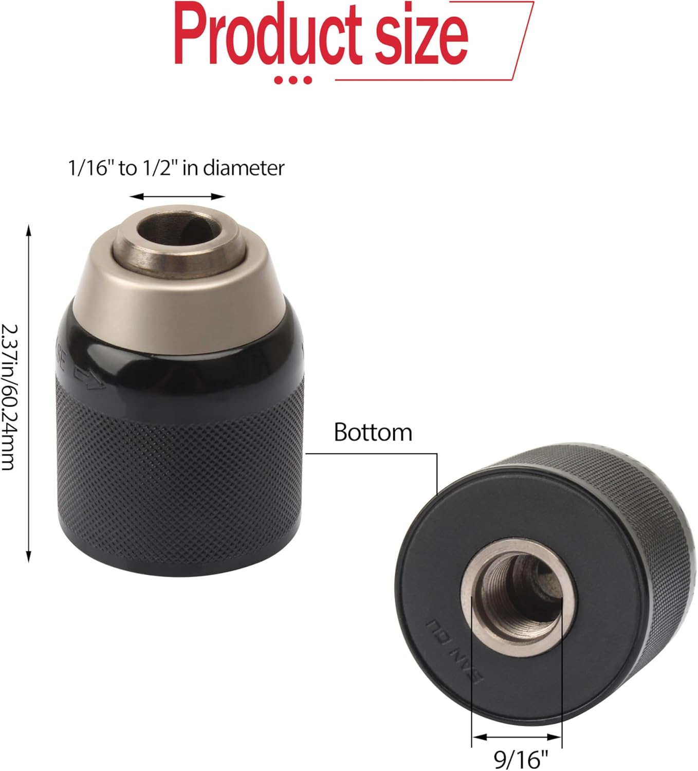 42-66-2704-20 Keyless Drill Chuck for Milwau-kee 42-66-2706 42-66-1006 42-66-2707 2804-20, 1/16"-1/2 Clamping Capacity, 9/16"-18 Mount (42-66-2704)