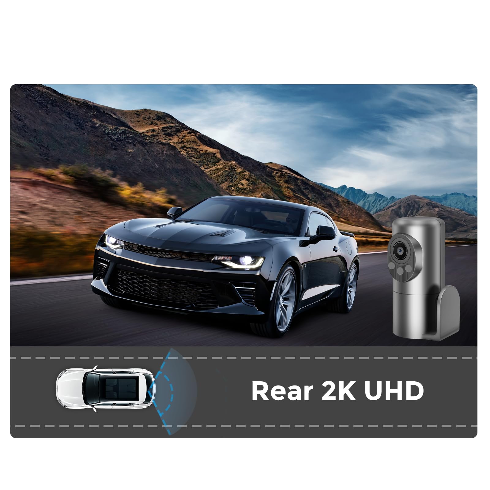 mangoal 2K Rear HDR Dash Cam, STARVIS 2 IMX675, Can Be Directly Plugged into the Front Dash Cam, Only Applicable to the Front Kamera Whose WiFi Name Contains the Number 529