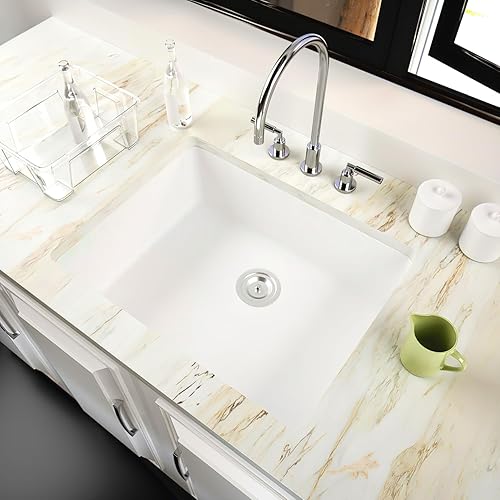 Miniatura 7 de Enbol Fregadero de cocina de montaje inferior blanco de 24 "fregadero de cocina compuesto de granito de un solo tazón fregadero de cuarzo con