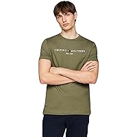 Tommy Hilfiger T-Shirt Maniche Corte Uomo Slim Fit, Verde (Battle Green)