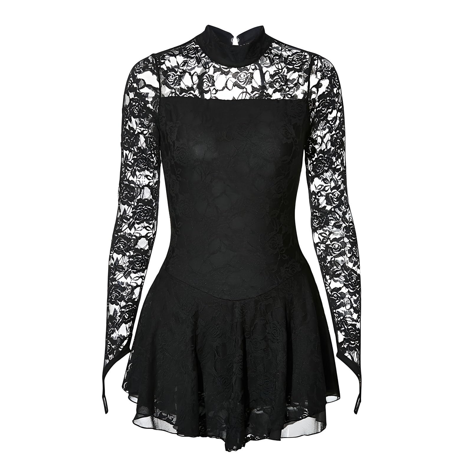 Vestido De Patinaje Artístico De Manga Larga For Niña, Vestido De Competición De Patinaje Sobre Hielo For Mujer, Tejido Altamente Elástico