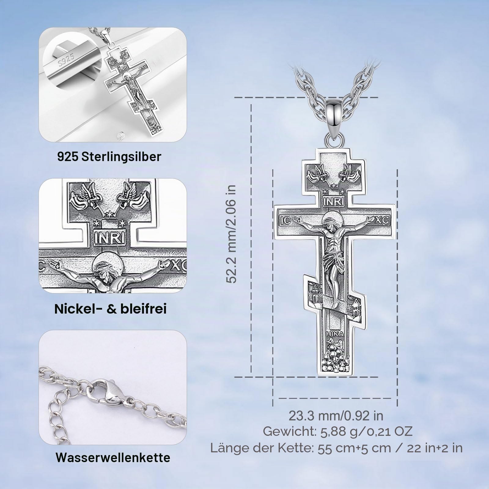 CELESTIA Kreuz Anhänger Heiliger Christophorus Erzengel Michael Heilige Drei Könige Kruzifix Kette Silber 925 Christliche Schmuck Geschenke Frauen Mann