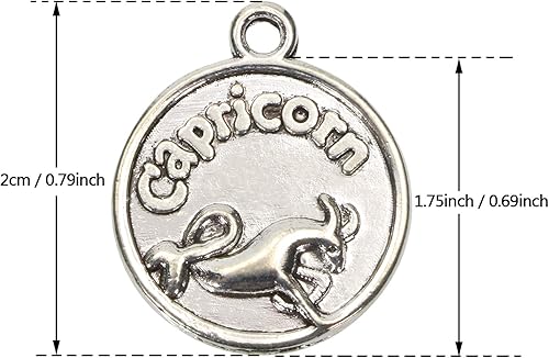 Miniatura 2 de Tupalizy 24 dijes de signo del zodiaco a granel para collares, pulseras, llaveros, aretes, gargantillas vintage redondas, 12 colgantes de