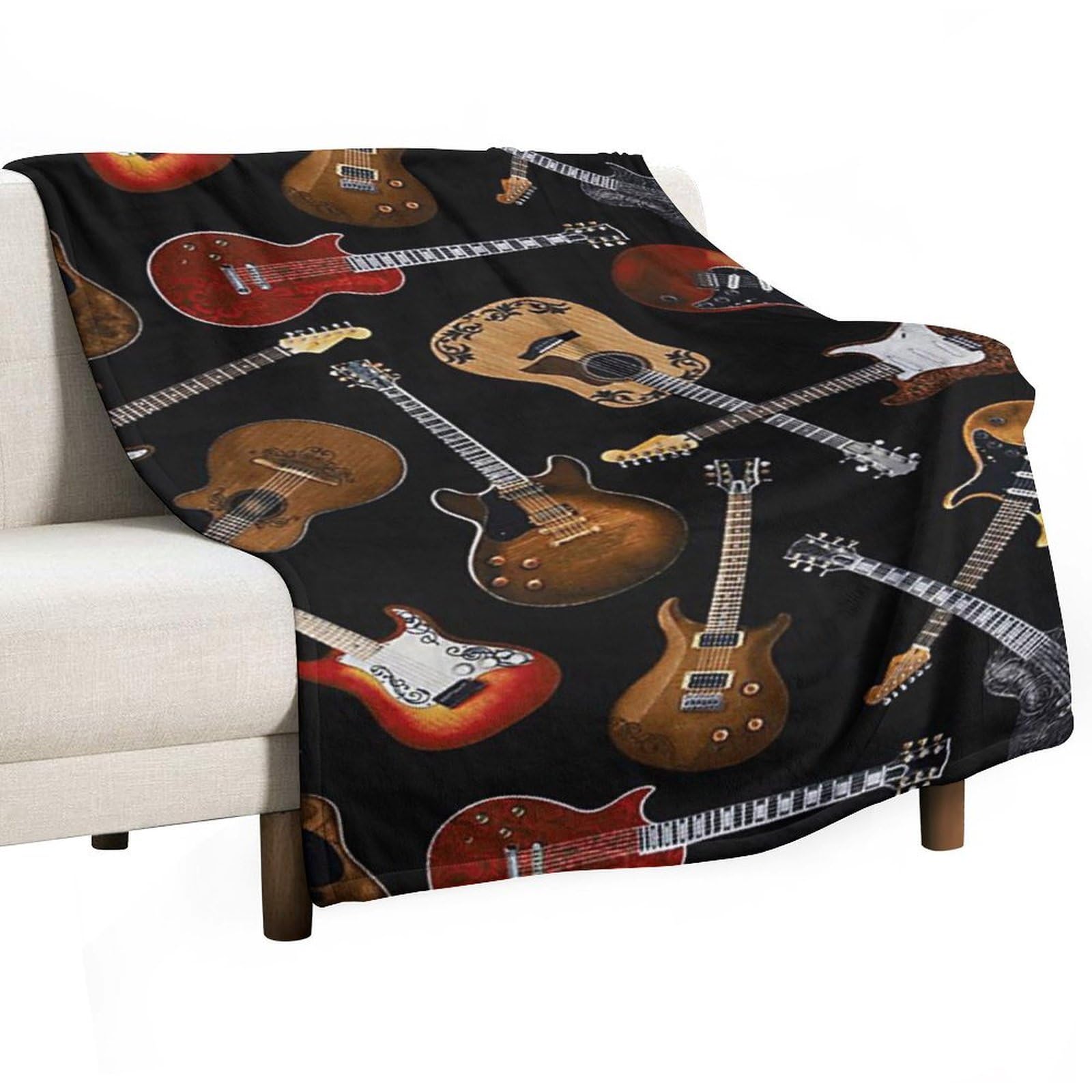 Cgsbngha Style Guitars-Rocks Flannel Fleece Blanket Lightweight Soft Throw Blankets For Sofa Couch Bed Chair