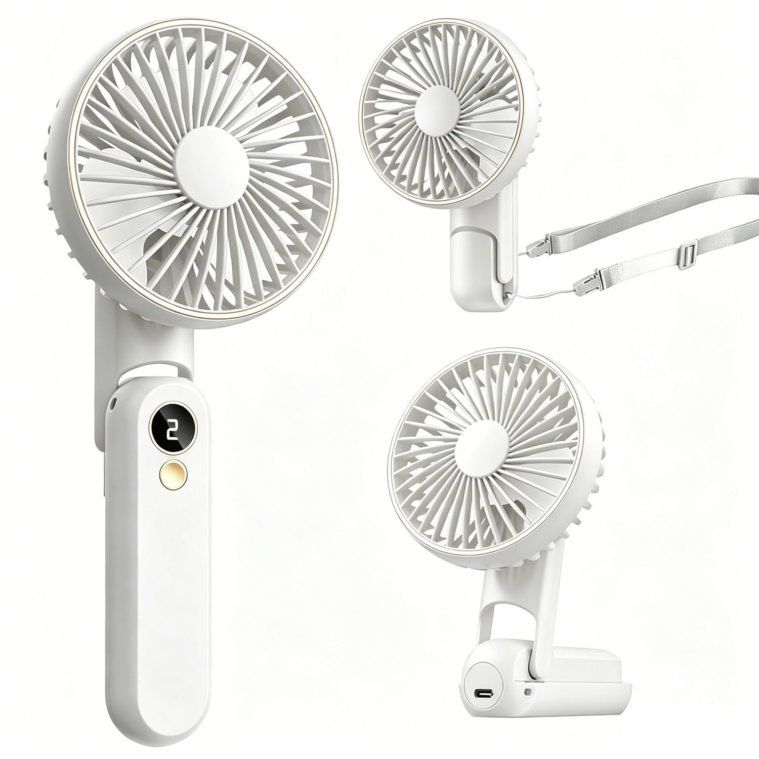 FGHB Hand Held Fan, Portable Handheld USB Rechargeable Fans with 5 Speeds 4000mah, Mini Fan 180° Foldable Desk Desktop Fans Powerful Personal Fans for Outdoor Office Travel Camping School Home