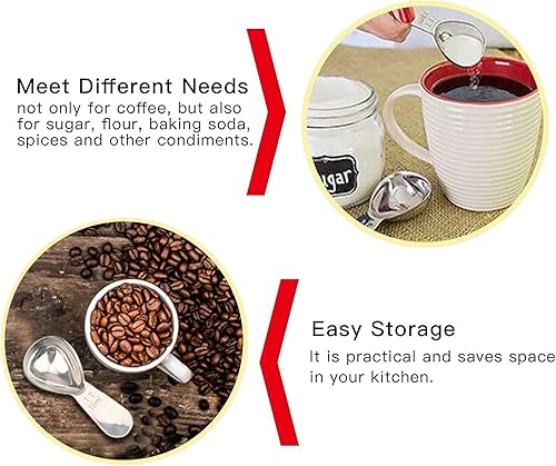 Miniatura 3 de Juego de cucharas de café, cucharas de café de acero inoxidable, asas cortas, cucharadas medidas para café, té suelto, azúcar o harina (3 piezas,