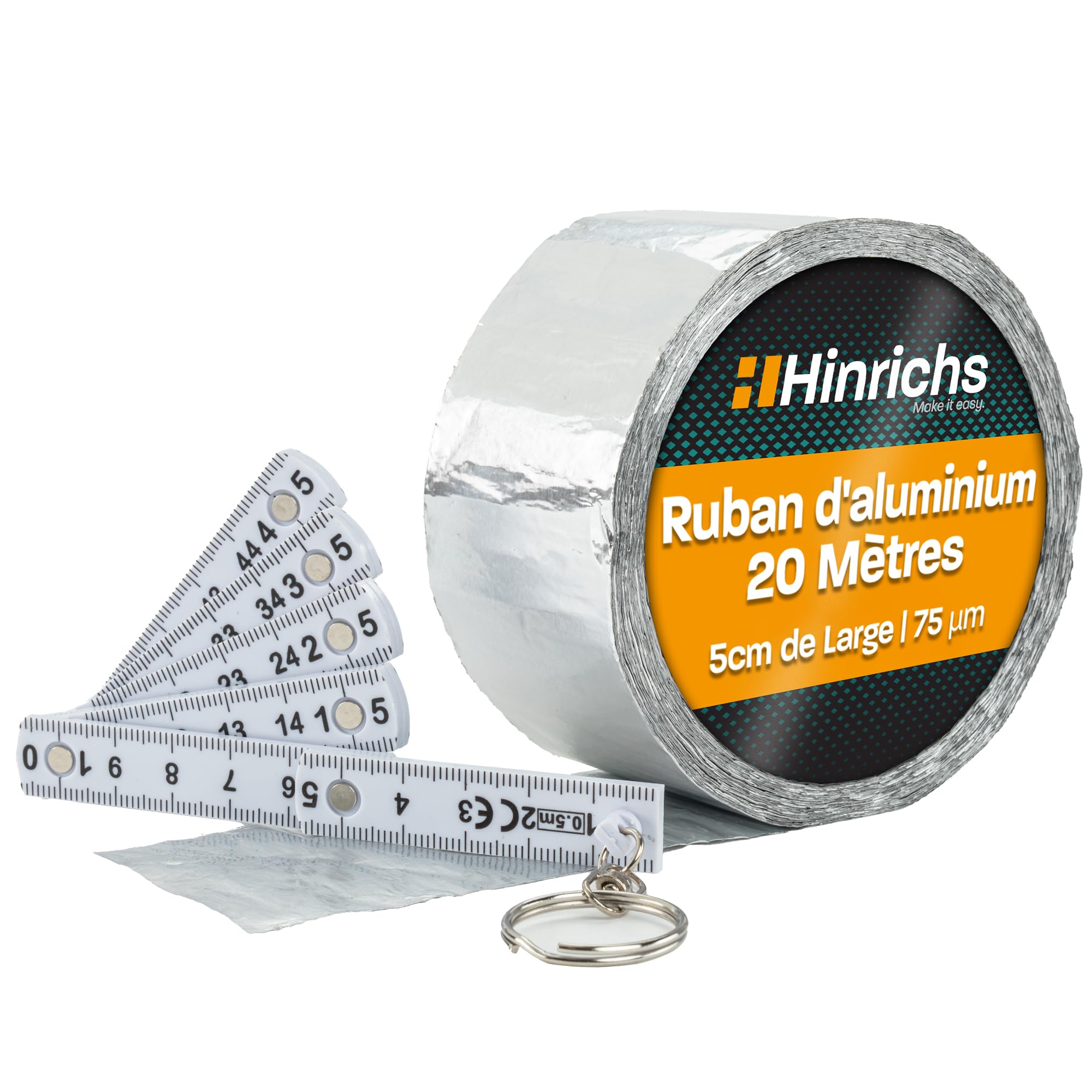 Ruban Adhésif Fort Hinrichs - 4 Rouleaux Argent/noir - 50m X 50mm - Duct Tape Polyvalent