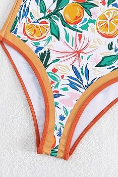 Trendyporium Sun-Kissed Citrus V-Neck Monokini Swimwear in